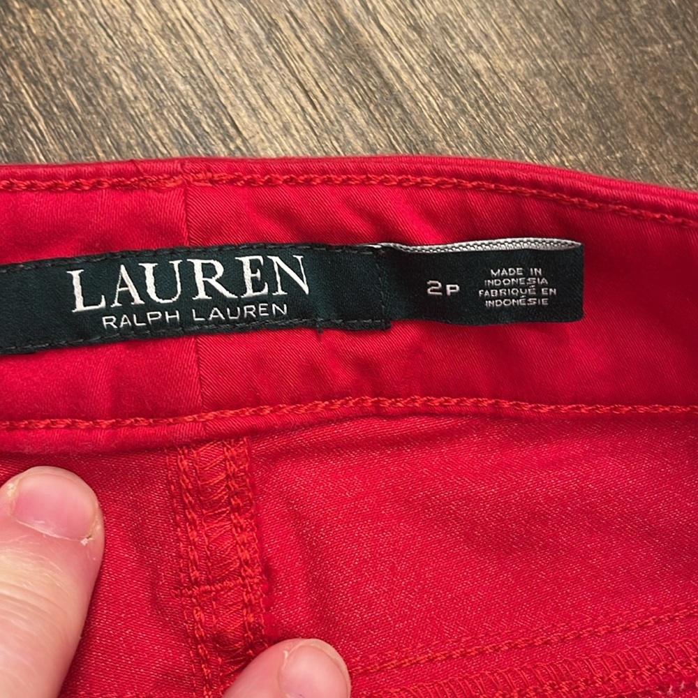 RALPH LAUREN Womens Red Straight leg Pants Petites Size: 2P. - Picture 3 of 9